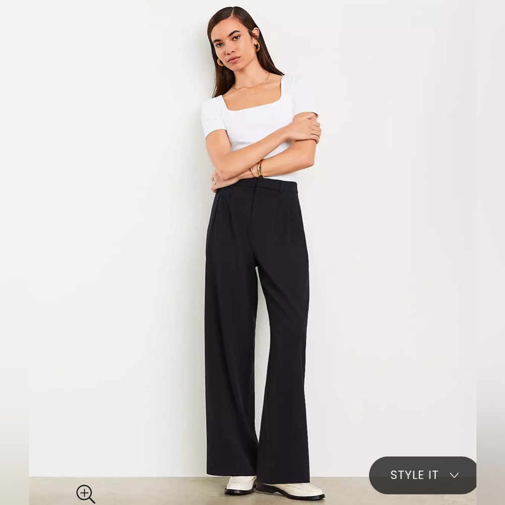 LOFT Versa 16 Petite Seasonless Stretch Double Pleat Wide Leg Pant